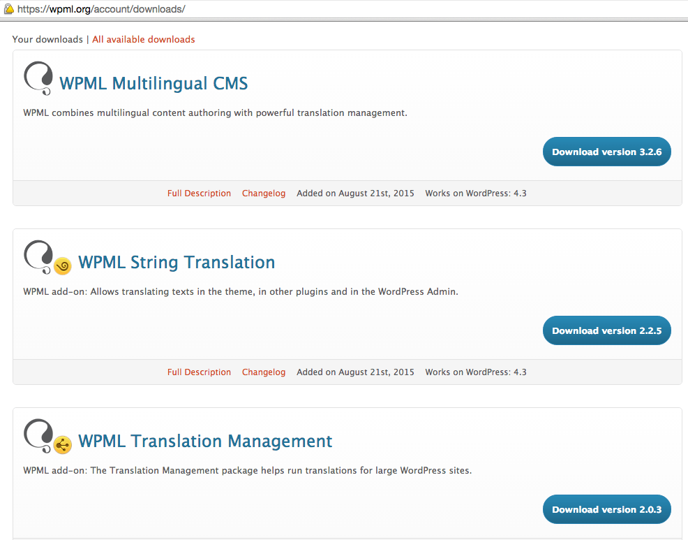 WPML download options