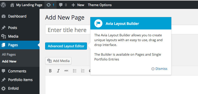Layout builder prompt screen