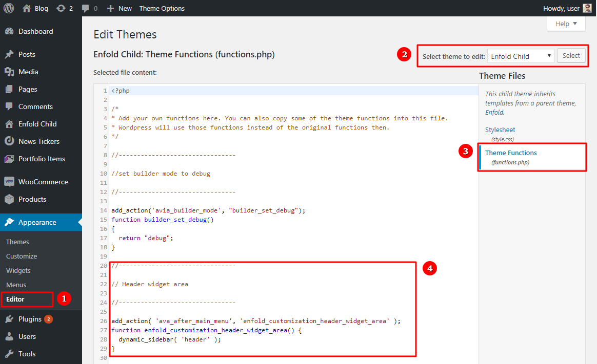 Include wordpress. Function php. Как в js добавить header. Wp Custom widget area. Return js.