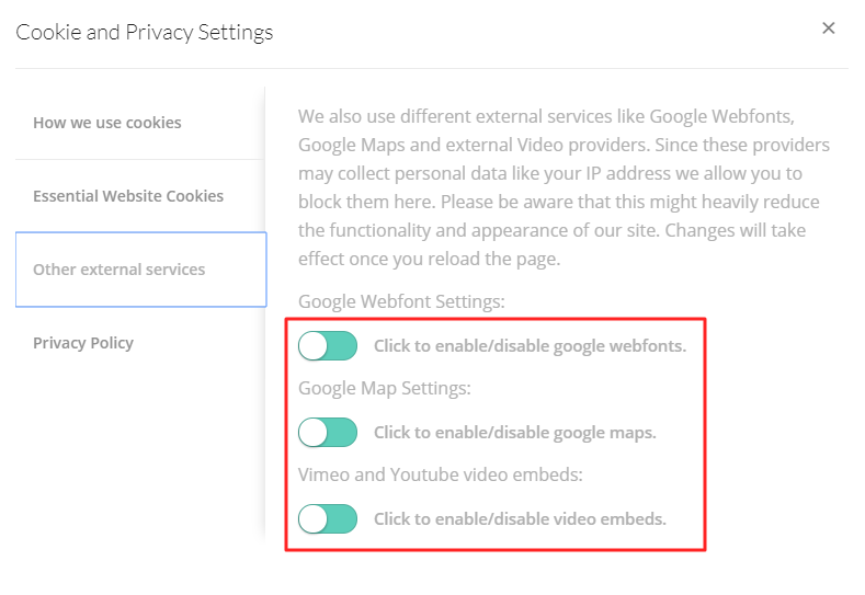 Privacy Cookies Enfold Documentation