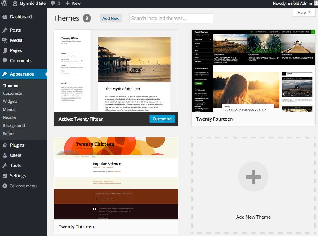 Themes panel