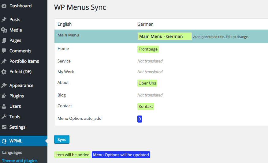 WP Menus Synch