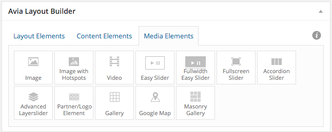 Media elements options.