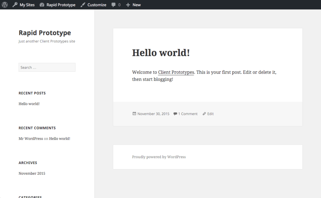 A WordPress rapid prototype